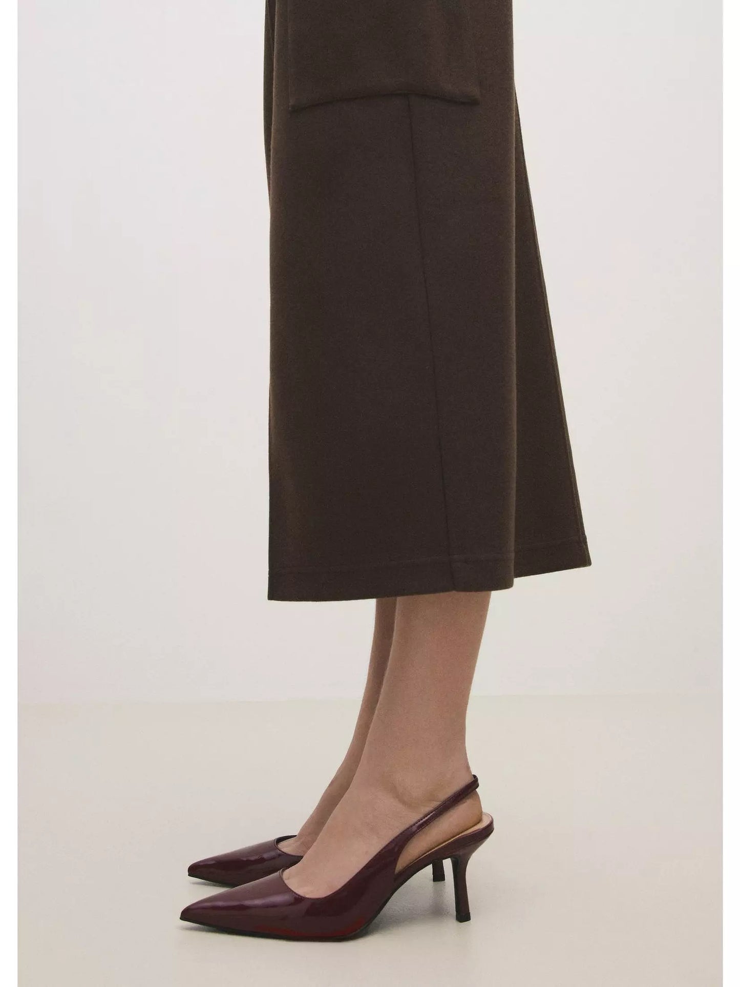 Pointed shoes with Mehroon patent effect
