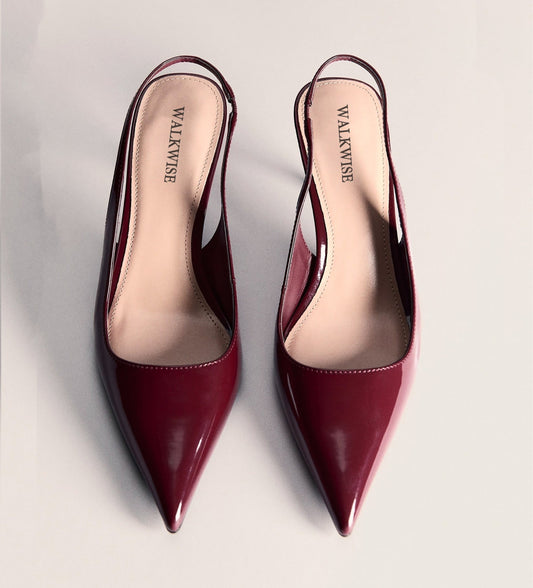 New Pointed shoes with Mehroon patent leather effect