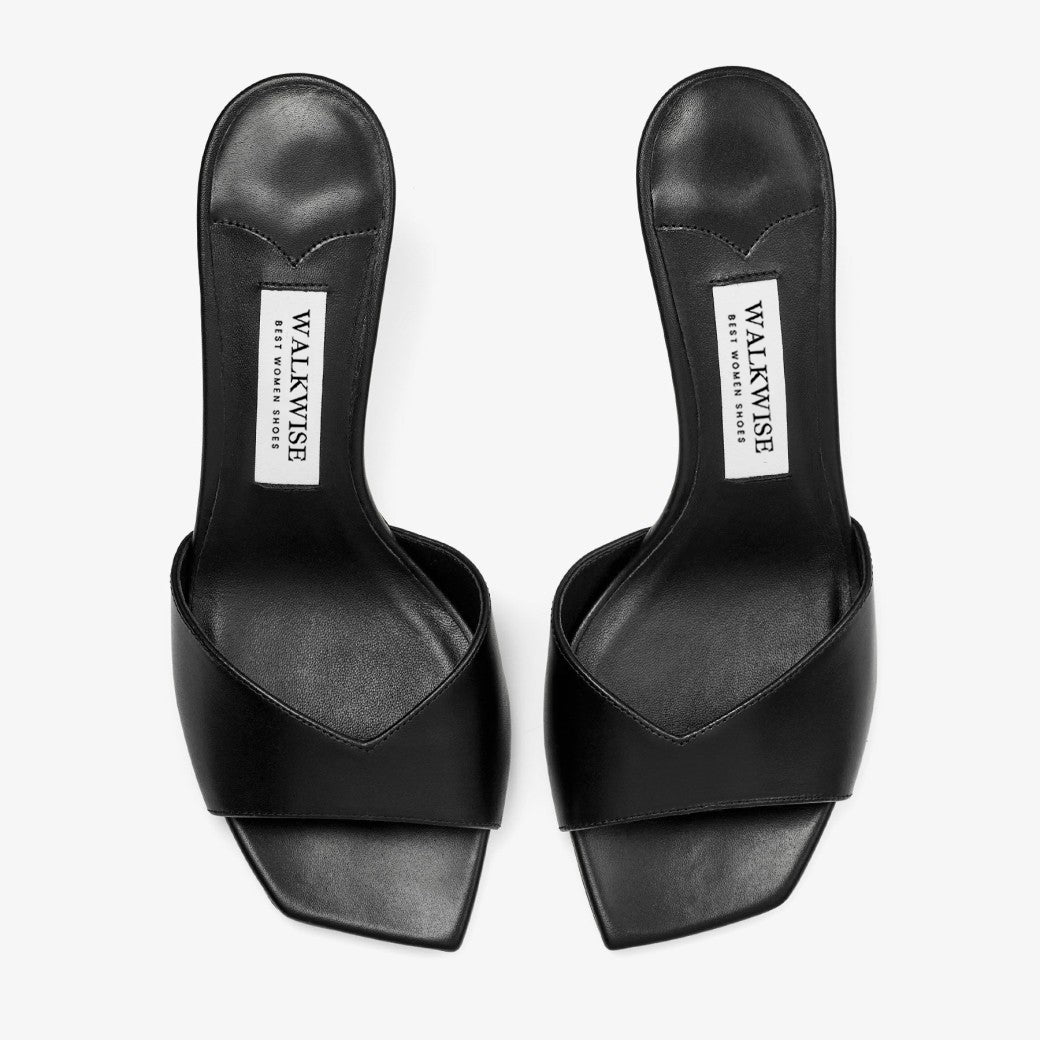 Skye 70 Leather Mules - Black