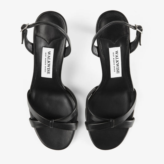 Black Nappa Leather Crossover Slingback