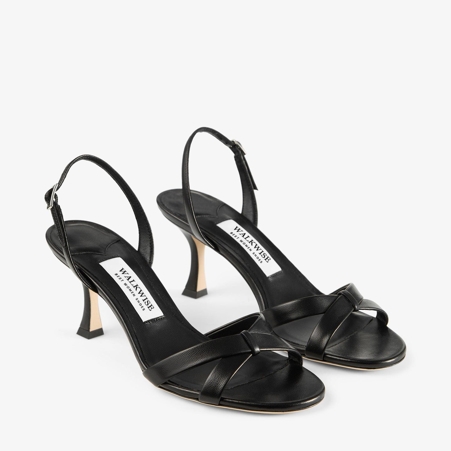 Black Nappa Leather Crossover Slingback