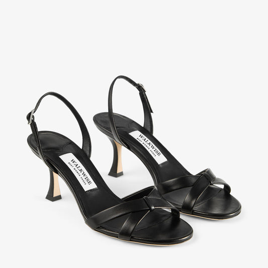 Black Nappa Leather Crossover Slingback