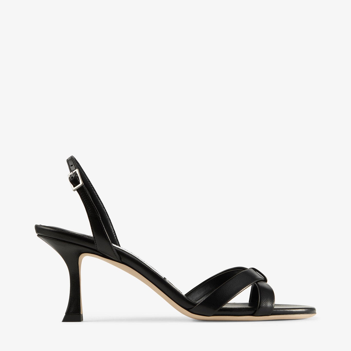 Black Nappa Leather Crossover Slingback